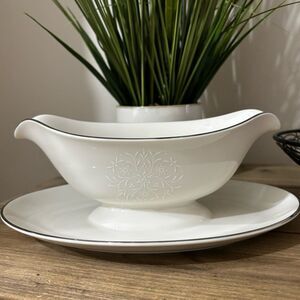 Damask collection by Pickard Gravy Boat with Attached Underplate
